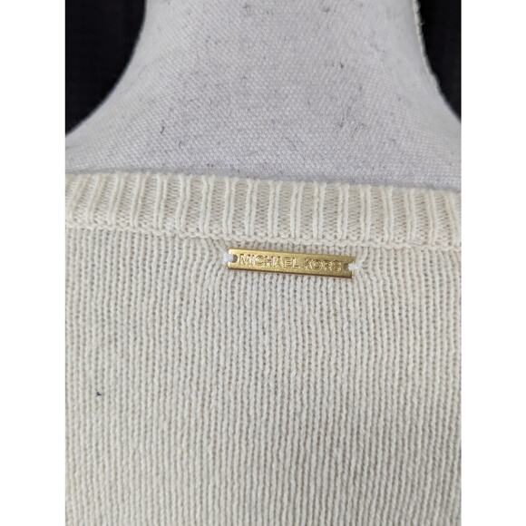 MICHAEL KORS! VANILLA CREAM BELL SLEEVE GOLD STUDDED SCOOP SWEATER! SZ XL - Picture 6 of 10